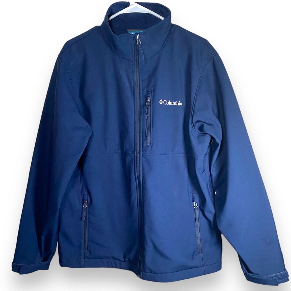 Columbia men’s navy jacket inner cinch waist fleece lined Large Winter